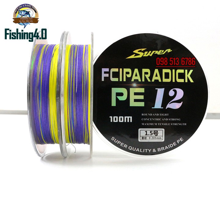 Dây dù câu cá PE X12 FCIPARADICK (12 Lõi )100m Chuyên Lure Lục xa bờ.[Fishing4.0]