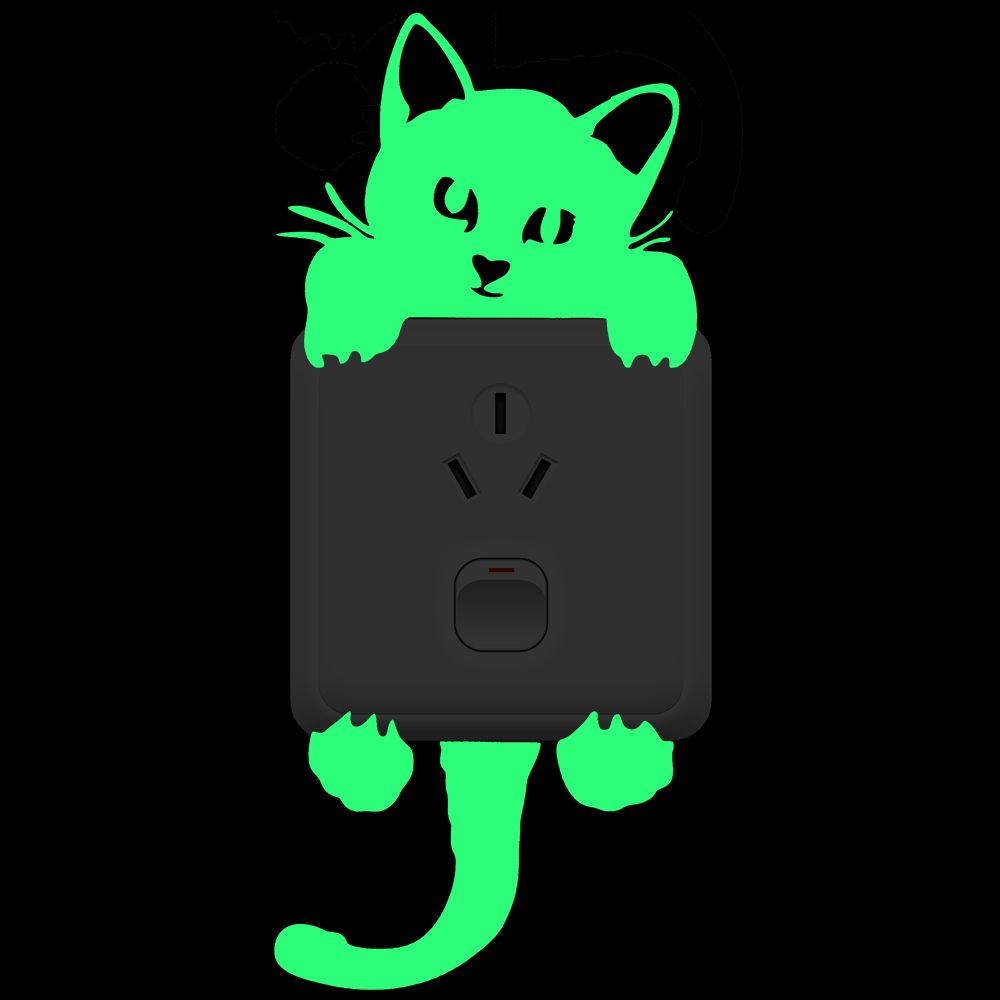 Miếng Dán Dạ Quang Hình Mèo Hoạt Hình Trang Trí Công Tắc/Công Tắc Phòng Trẻ Em