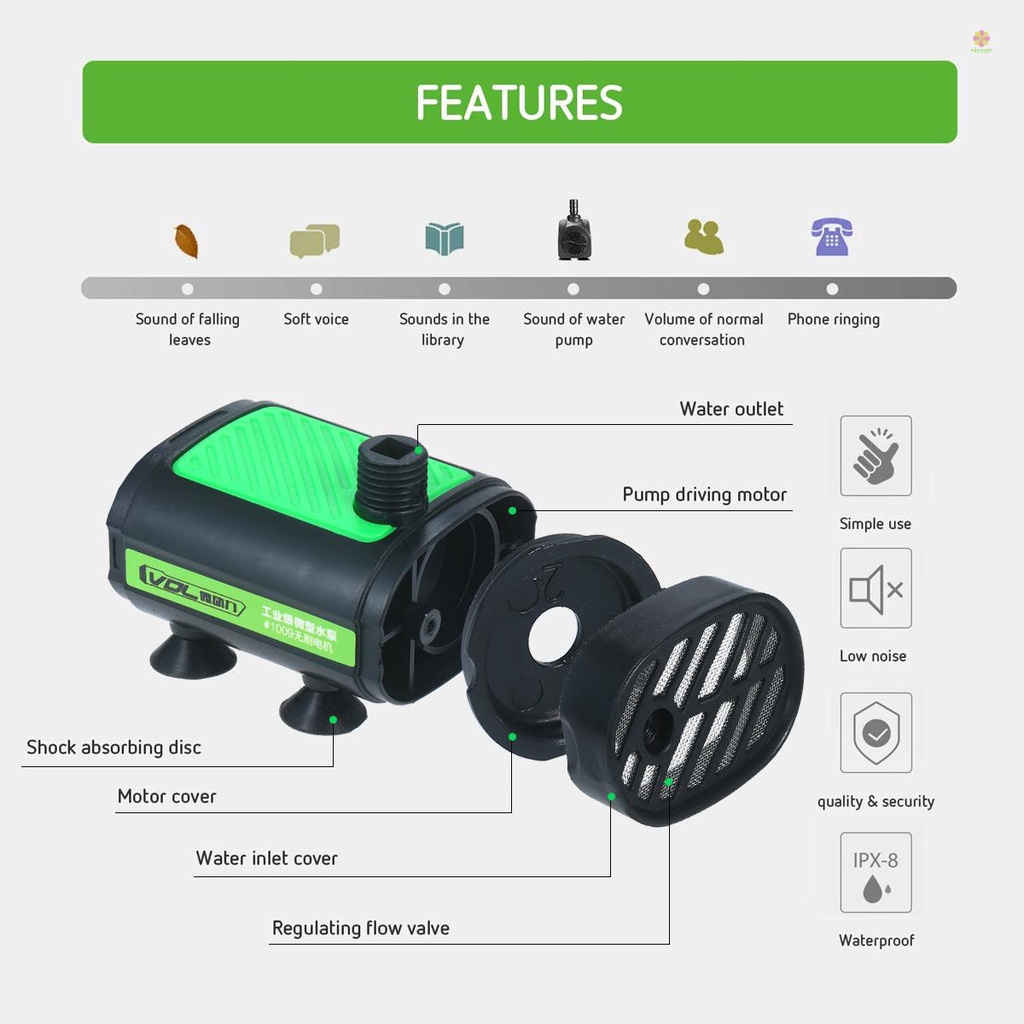 Máy Bơm Nước 12V DC 30W 7L/Min Với Vòi Nâng Cao 3 Kích Thước Cho Bể Cá Thủy Sinh