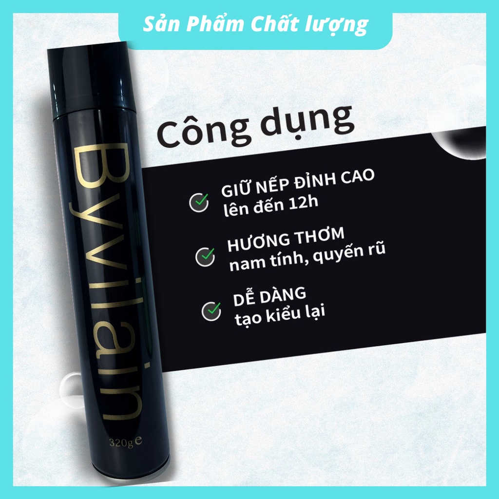 Gôm xịt tóc nam nữ BY VILAIN siêu giữ nếp tạo kiểu tóc mùi hương nam tính