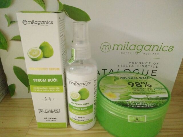 [ Combo Milaganics] Gel Nha Đam 300g &amp; Serum Bưởi 100ml