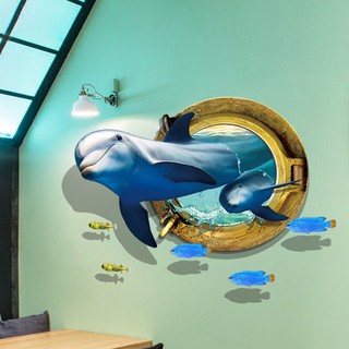Decal dán tường cá heo 3D - DC169