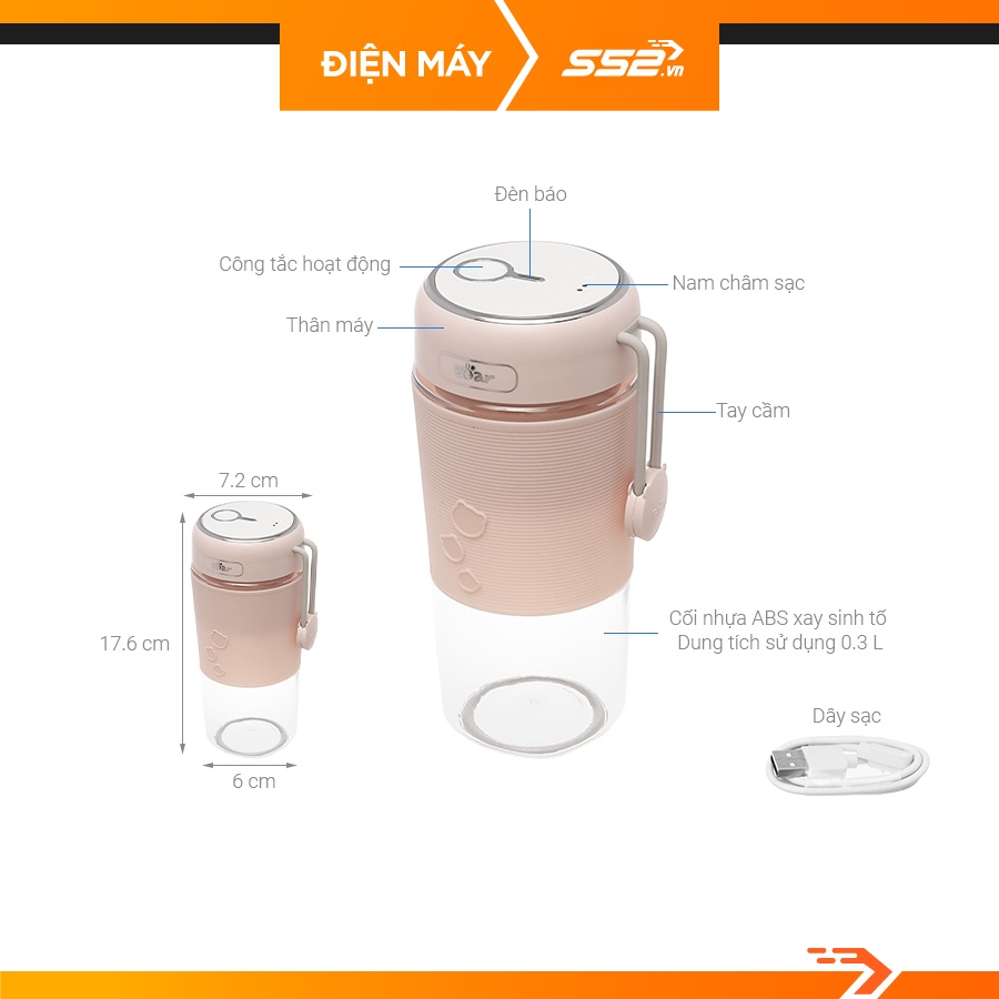 Máy Xay Sinh Tố Cầm Tay Mini Bear LLJ-B03C1- Bảo Hành Chính Hãng