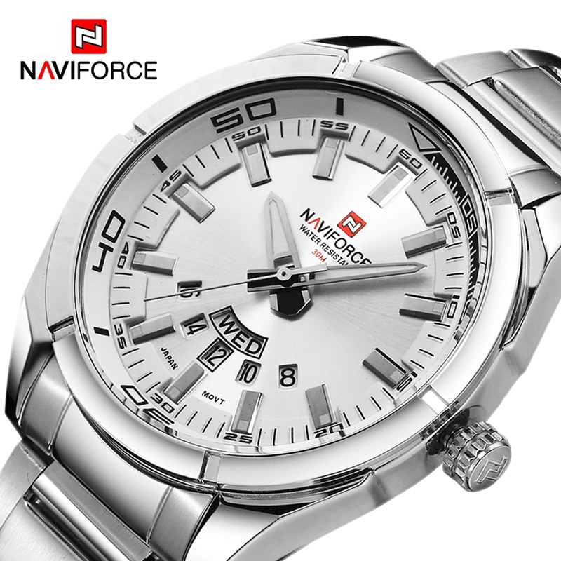 NAVIFORCE NF9038 Men Casual Fashion Stainless Steel Band Analog Quartz Watch