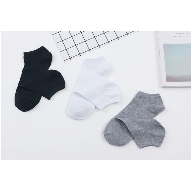 Vớ tất nam nữ cổ ngắn Nhật Cotton 100% khử mùi ba màu cơ bản cực mỏng Hiruma