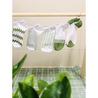Set 5 tất vớ basic xanh lá hè thoáng mát