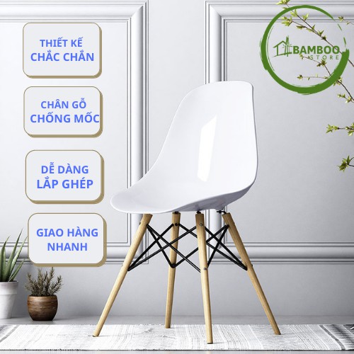 Ghế EAMES Nhập Khẩu Chân Gỗ Sồi Chống Mốc Phong Cách Hiện Đại, Ghế Văn Phòng, Ghế Cafe