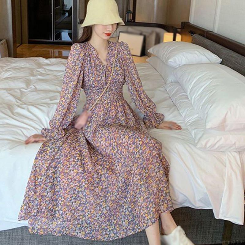 Đầm Voan Hoa Tay Dài Thời Trang Dành Cho Nữ | BigBuy360 - bigbuy360.vn