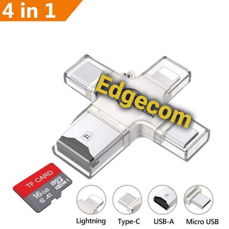 Đầu Đọc Thẻ Nhớ Usb 4 Trong 1 Cho Iphone Ipad Android Windows