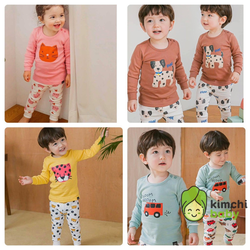 Bộ Dài Tay Cotton 100% Minky Mom Họa Tiết Phối Quần Dễ Thương Chính Hãng Túi Zip Cho Bé Trai Bé Gái MKM26