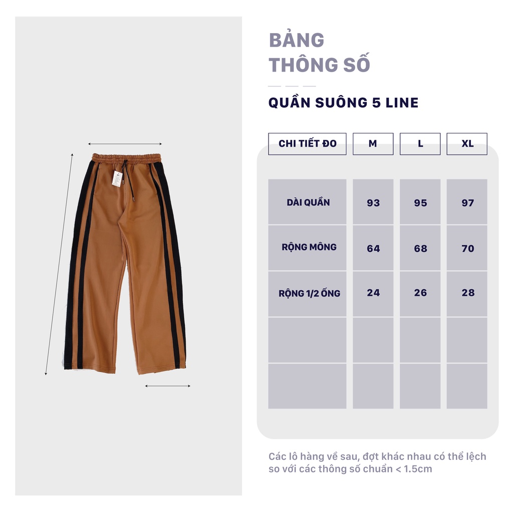 Quần ống rộng nam nữ 5 line City Cycle - Quần vải thể thao phối sọc Unisex ống suông Local Brand