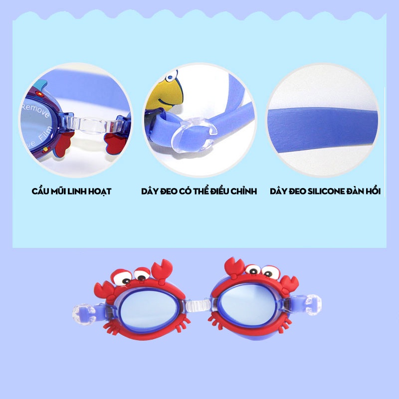 Kính Bơi Trẻ Em Siêu Dễ Thương Bảo Vệ Mắt Chống Nước Chống Mờ Chống Chói Cho Bé Trai Bé Gái