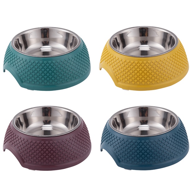 Bát ăn inox cho chó mèo thú cưng, họa tiết tim cao cấp, đế chống trượt, dễ dàng vệ sinh lọt lòng inox
