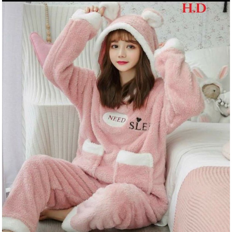 [Mã WARUN27 giảm 12k đơn 99k] bộ gấu lông thêu need sleepb có ảnh thật sp | BigBuy360 - bigbuy360.vn