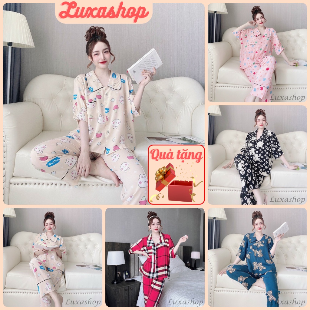 Đồ Ngủ Nữ, Set Đồ Bộ Pijama Tay Dơi Lụa Mango Mềm Cao Cấp Chất Vải Mát Mềm Rũ Bigsize 45<78kg CD03 L