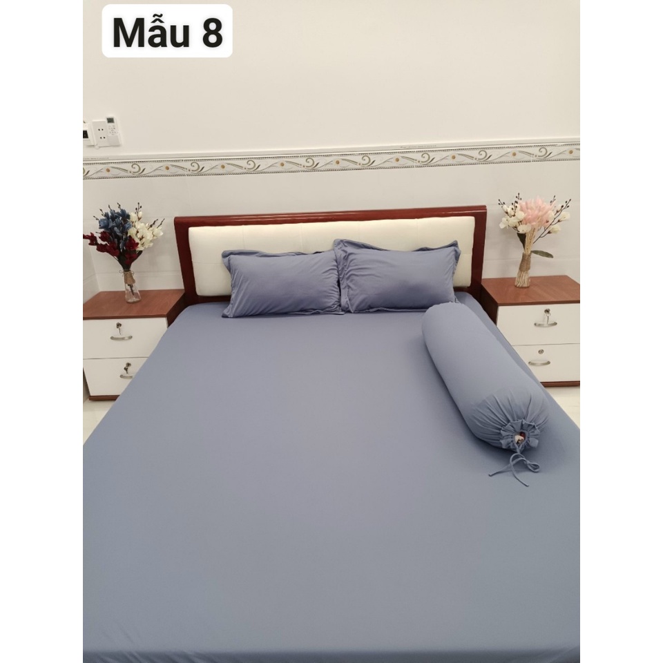 Bộ ga thun lạnh màu trơn 4 món ga thun hàn quốc chuyên dra thun lạnh đủ kích thước ga nệm 1m6, 1m8