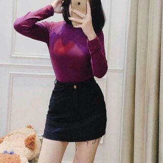 Chân váy jeans không rách đen trắng
