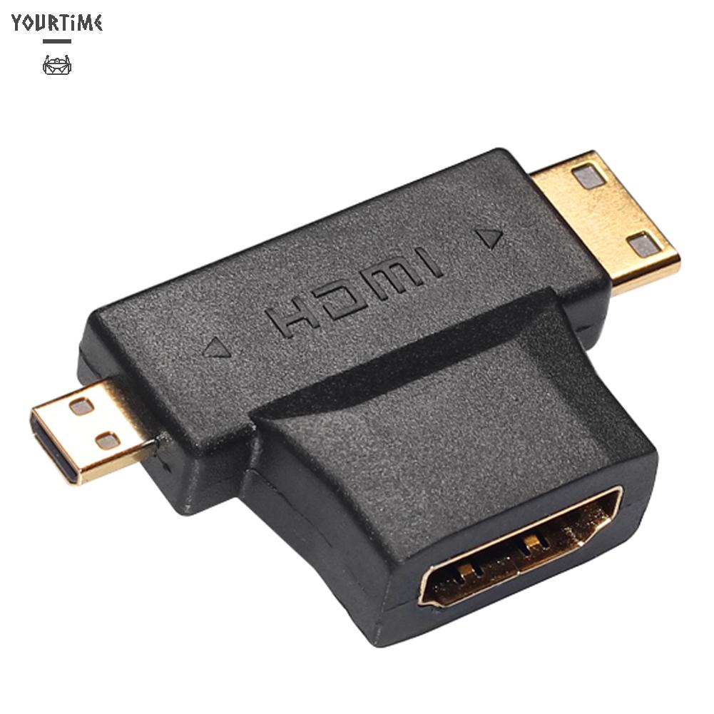 Set 3 đầu chuyển đổi HDMI sang Mini&amp;Micro HDMI 2 trong 1 90 độ