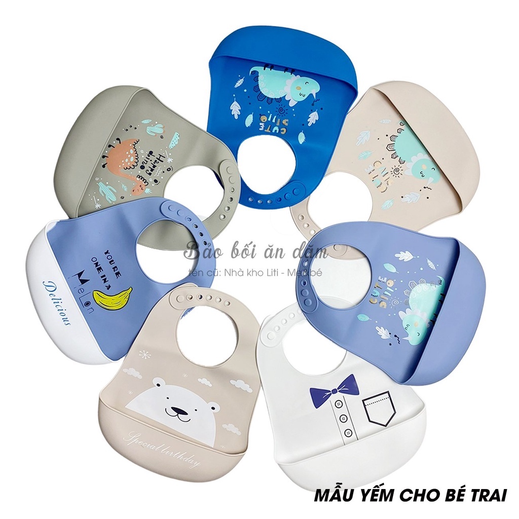 Yếm máng silicon tập ăn dặm cho bé, yếm ăn dặm đáng yêu ngộ nghĩnh