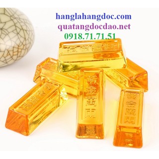 Thỏi vàng khối thần tài mang vận may & tài lộc, vật phẩm phong thủy độc đáo (dài 6.5cm)