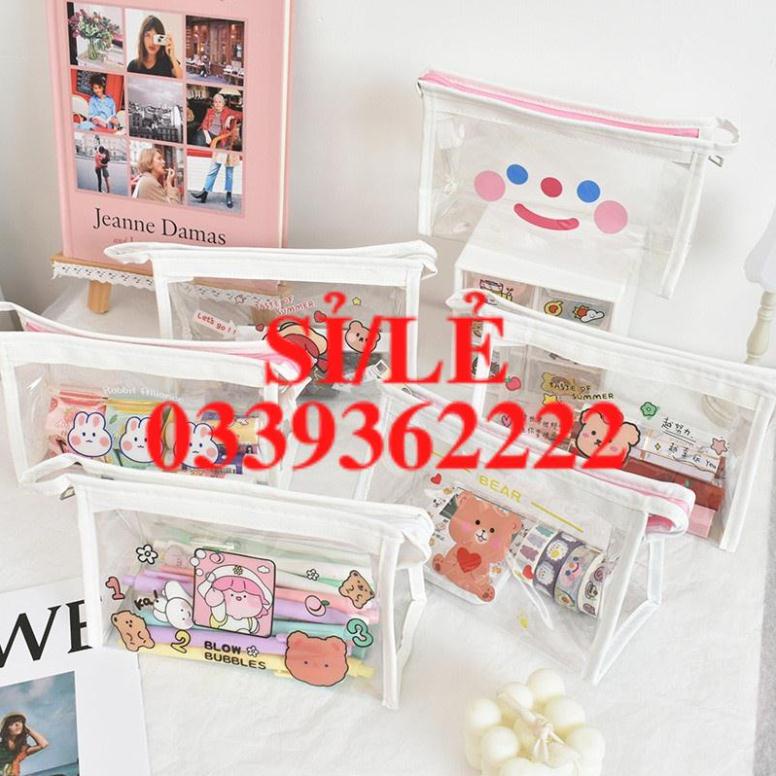 [ HAIANHSHOP ] Túi đựng bút mỹ phẩm mini trong suốt in hình cute chất liệu đẹp Duashop &gt;