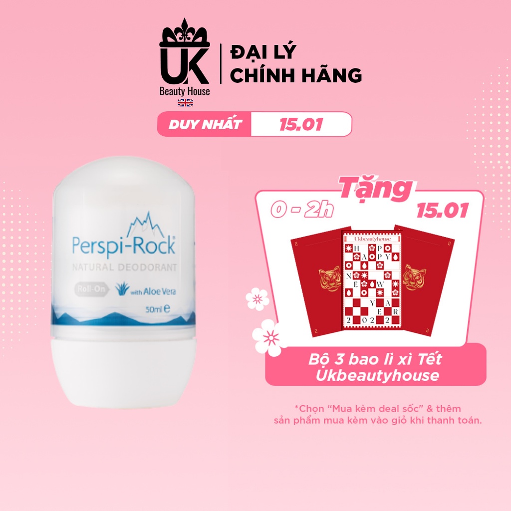 Lăn khử mùi từ thiên nhiên Perspi-Rock Natural Deodorant Roll On 50ml