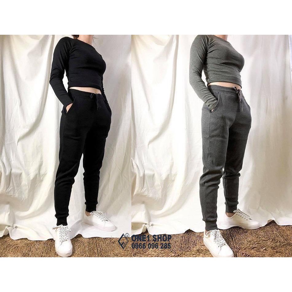 Quần nỉ jogger len tăm nữ Kanimi - quần len tăm bo gấu | BigBuy360 - bigbuy360.vn