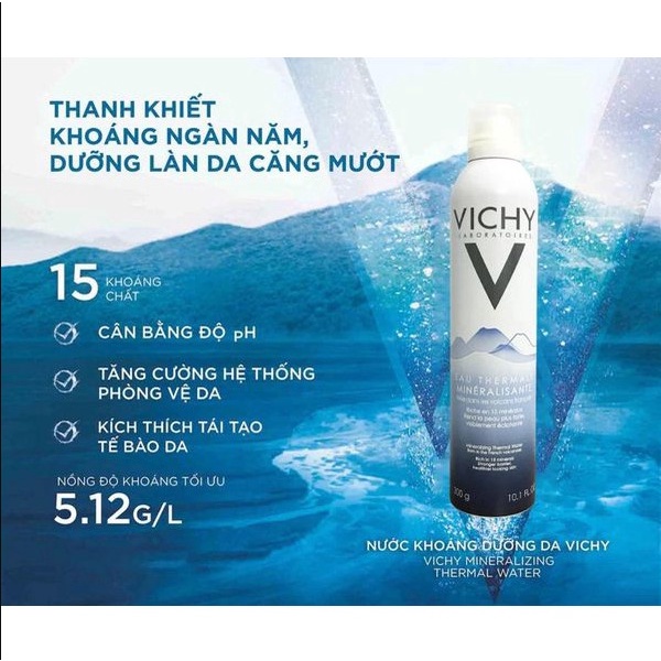 Xịt khoáng Vichy - Xịt khoáng cấp ẩm bảo vệ da Vichy Mineralizing Thermal Wate