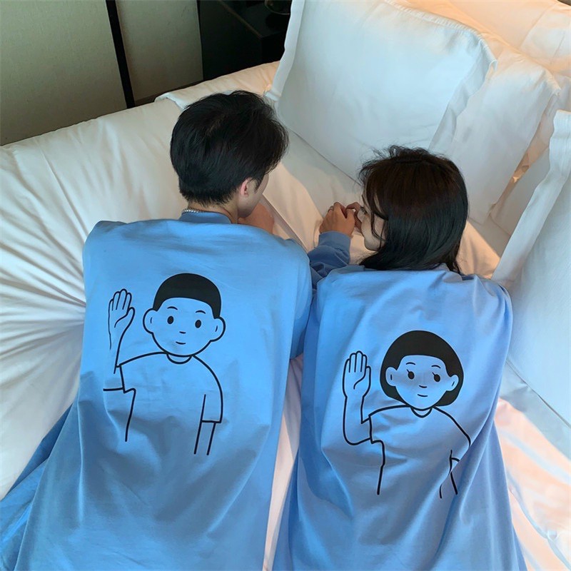 Áo Đôi Đẹp  [Tiệm Vải Xinh]  Áo Đôi Thun Hello - Hàng Quảng Châu