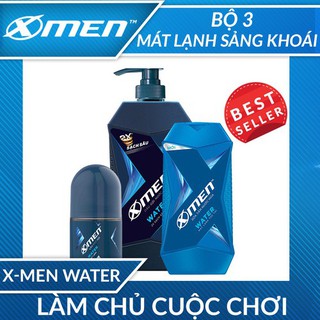 Bộ Dầu Gội Nước Hoa X-Men Hương Water 650g + Sữa Tắm Nước Hoa X-Men Water 180g + lăn khử mùi 20ml mát lạnh