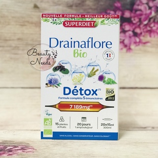 Thải độc gan thận da phổi ruột Detox Drainaflore BIO 5 trong 1 Superdiet 20 ống