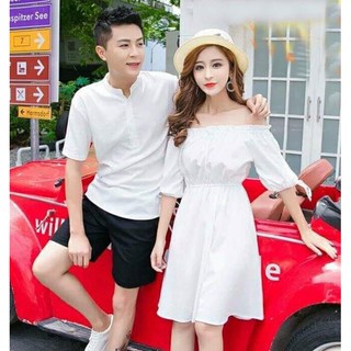Đồ đôi nam nữ đẹp Set Váy nữ sơ mi nam đôi Hàn Quốc