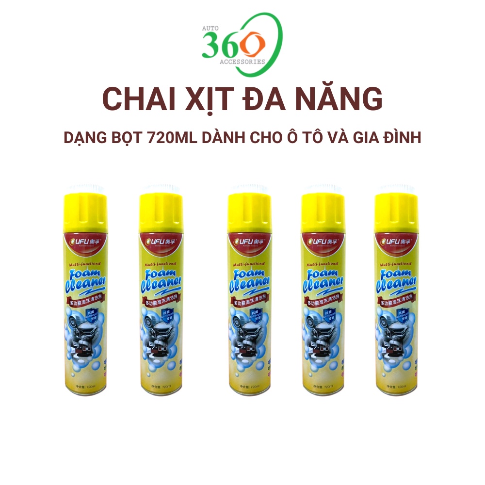 Chai xịt đa năng, chai xịt vệ sinh 720ml, dạng bọt dùng dùng cho xe ô tô và gia đình