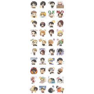 Bộ 40 sticker anime Attack On Titan chibi size 3 cm - LLD078