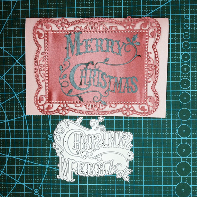 Khuôn Cắt Giấy Làm Từ Kim Loại Hình Chữ Merry Christmas Trang Trí Scrapbook