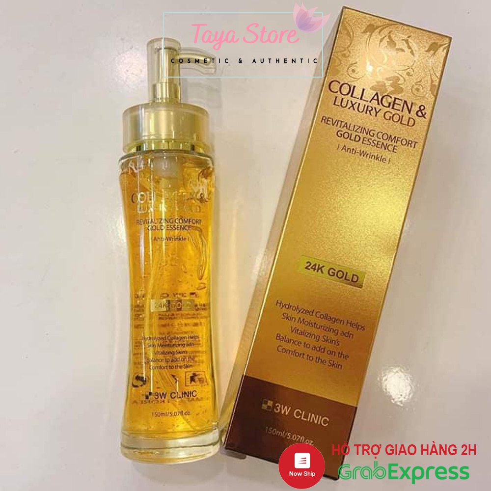Serum chống lão hóa và dưỡng da Collagen &amp; Luxury Gold Revitalizing Comfort Gold Essence 3W Clinic Hàn Quốc 150ml