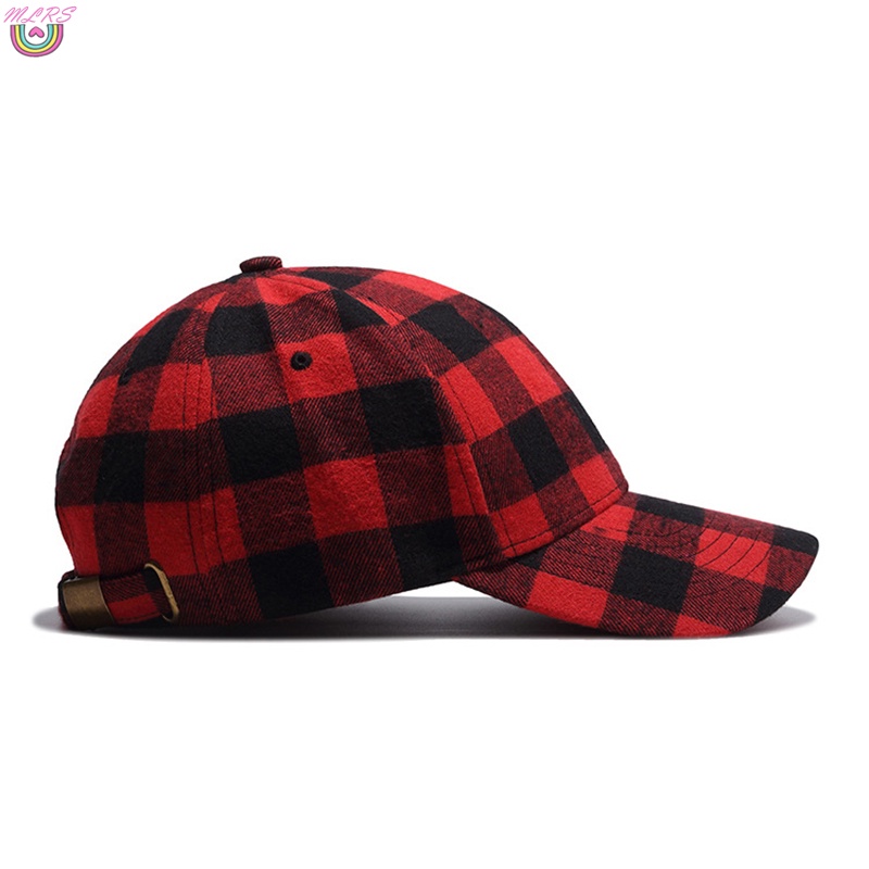 Mũ Bóng Chày Chất Liệu Cotton Mềm Mại Tùy Chỉnh In Họa Tiết Sọc Caro Đỏ Đen Đỏ Cho Nam Và Nữ
