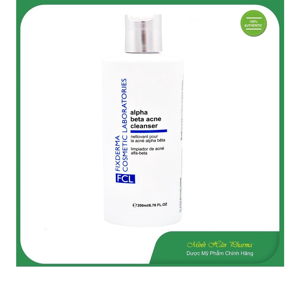 Sữa Rửa Mặt Đánh Bay Các Loại Mụn, Phục Hồi Da Sáng Da - Fixderma Fcl Alpha-Beta Acne Cleanser 200Ml