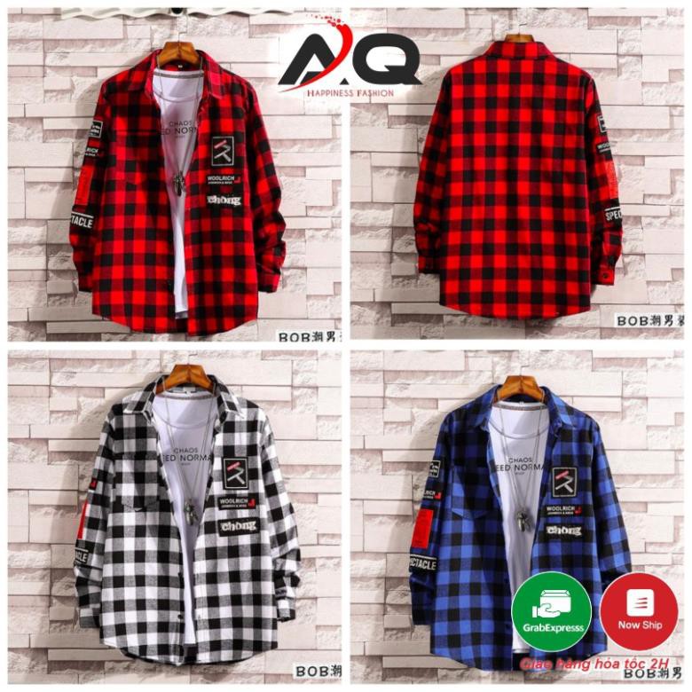 Áo Sơ Mi Flannel Caro Nam Nữ chống nắng Áo Khoác Sơ Mi Caro Flannel Nam Nữ đi nắng Phong Cách Hàn - QSTORE ♻️ ‣