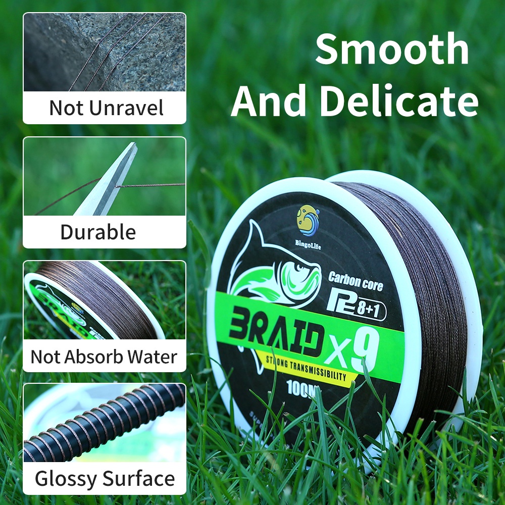 Bingolife Nhật Bản Lõi Carbon x9 Dòng Bánh Mì Bện Fluorocarbon Thuyền Câu Cá Trên Biển Câu Cá Đá 100m