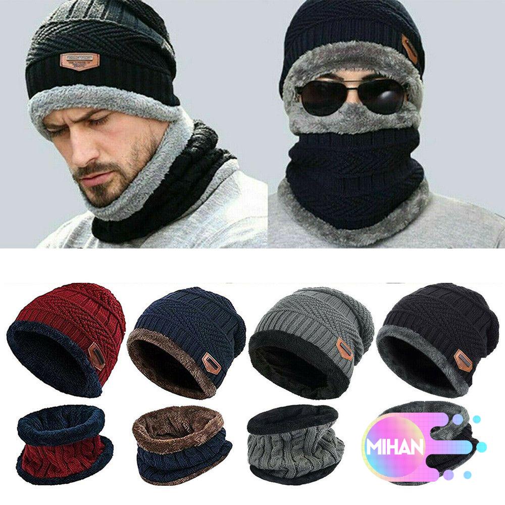 Mũ beanie trùm đầu kiêm khăn choàng cổ giữ ấm mềm mại MIHAN1
