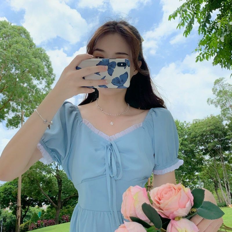 Đầm chiết eo mùa hè phong cách Mori pháp ngọt ngào tươi mới 2022 | BigBuy360 - bigbuy360.vn