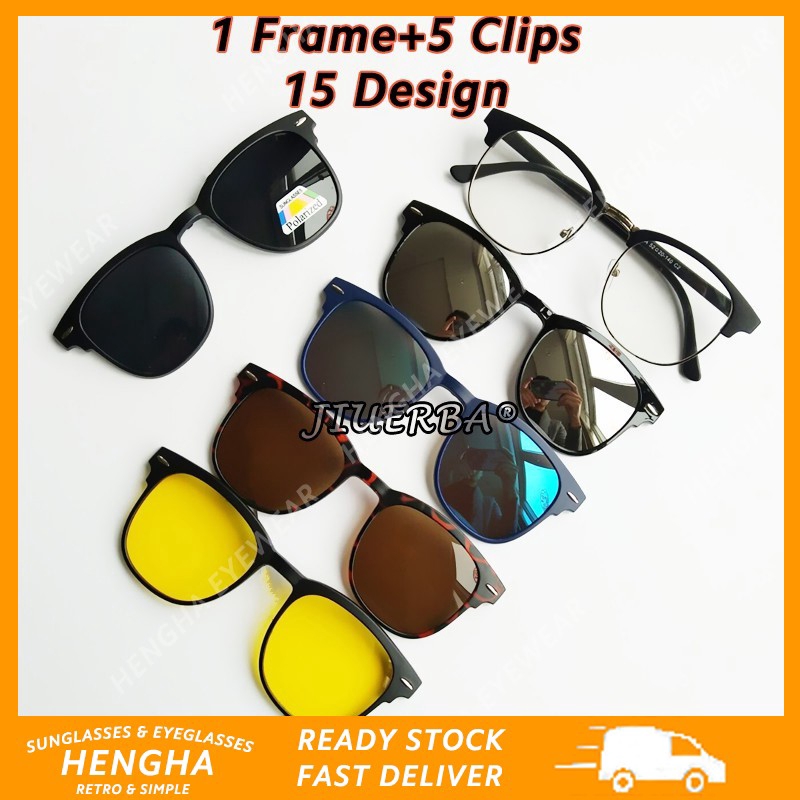 Mắt kính râm gồm 1 gọng và 5 tròng