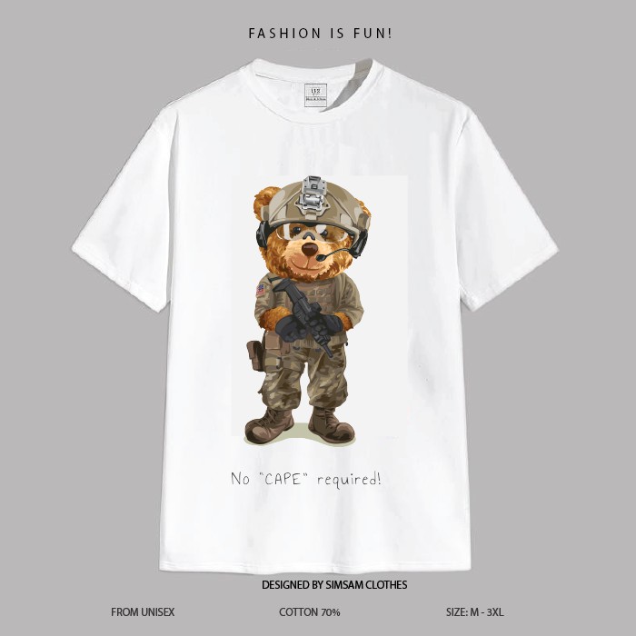 Áo Thun Unisex Phiên Bản Gấu Teddy Lính Đặc Công