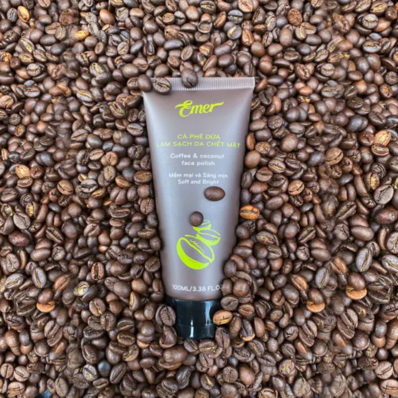 Tẩy da chết mặt cà phê dừa làm sạch tế bào chết Emer 100ml