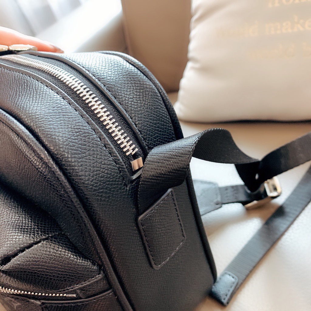 Túi xách nam đeo chéo dáng hộp messenger họa tiết hoa đen cao cấp