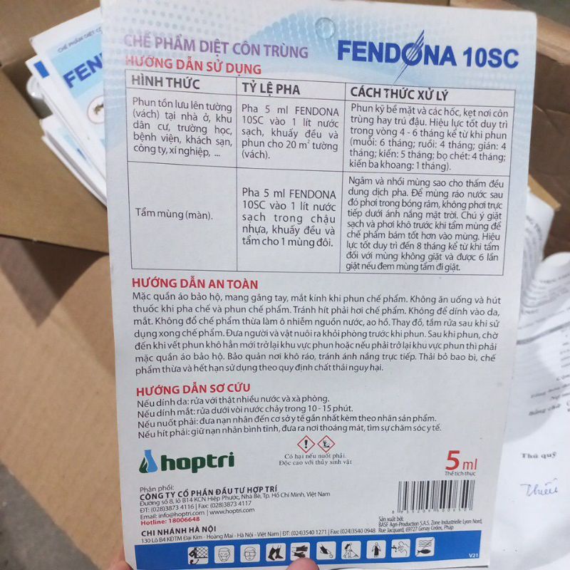 Chế phẩm tẩm màn, phun diệt muỗi, côn trùng Fendona 10sc 5ml