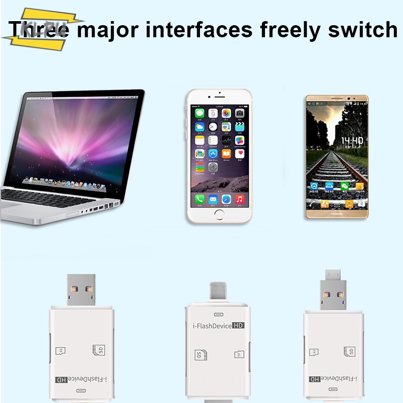 Đầu Đọc Thẻ Nhớ SD Đa Năng 3 Trong 1 Cho iPhone iPad PC