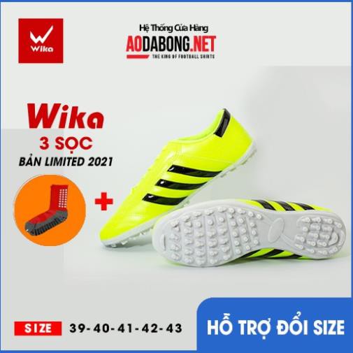 Giầy bóng đá phủi 3 sọc, CT3 chính hãng Wika đế TF bền, rẻ, đẹp tặng tất.