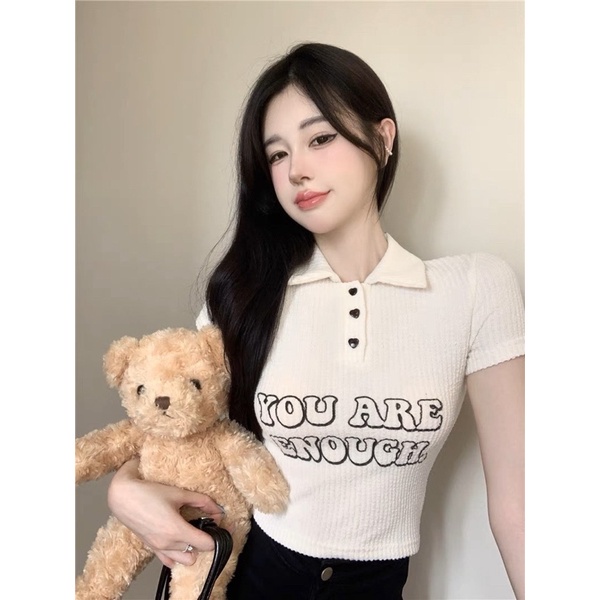ÁO CROP TOP CỔ TRỤ PHỐI NÚT AU9 XINH XINH